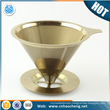 Titanium Coated stainless steel Pour Over Cone Dripper Reusable Coffee Filter for Osaka Chemex Hario Carafes